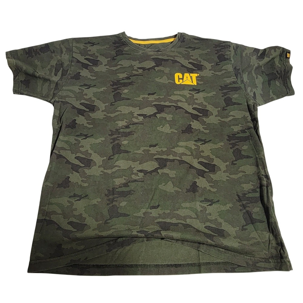 Caterpillar CAT Mens XL Green Camo Graphic Logo T-Shirt Workwear W05324